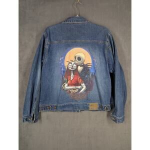 The Nightmare Before Christmas Jack Sally Disney Denim Jacket size XL Vintage